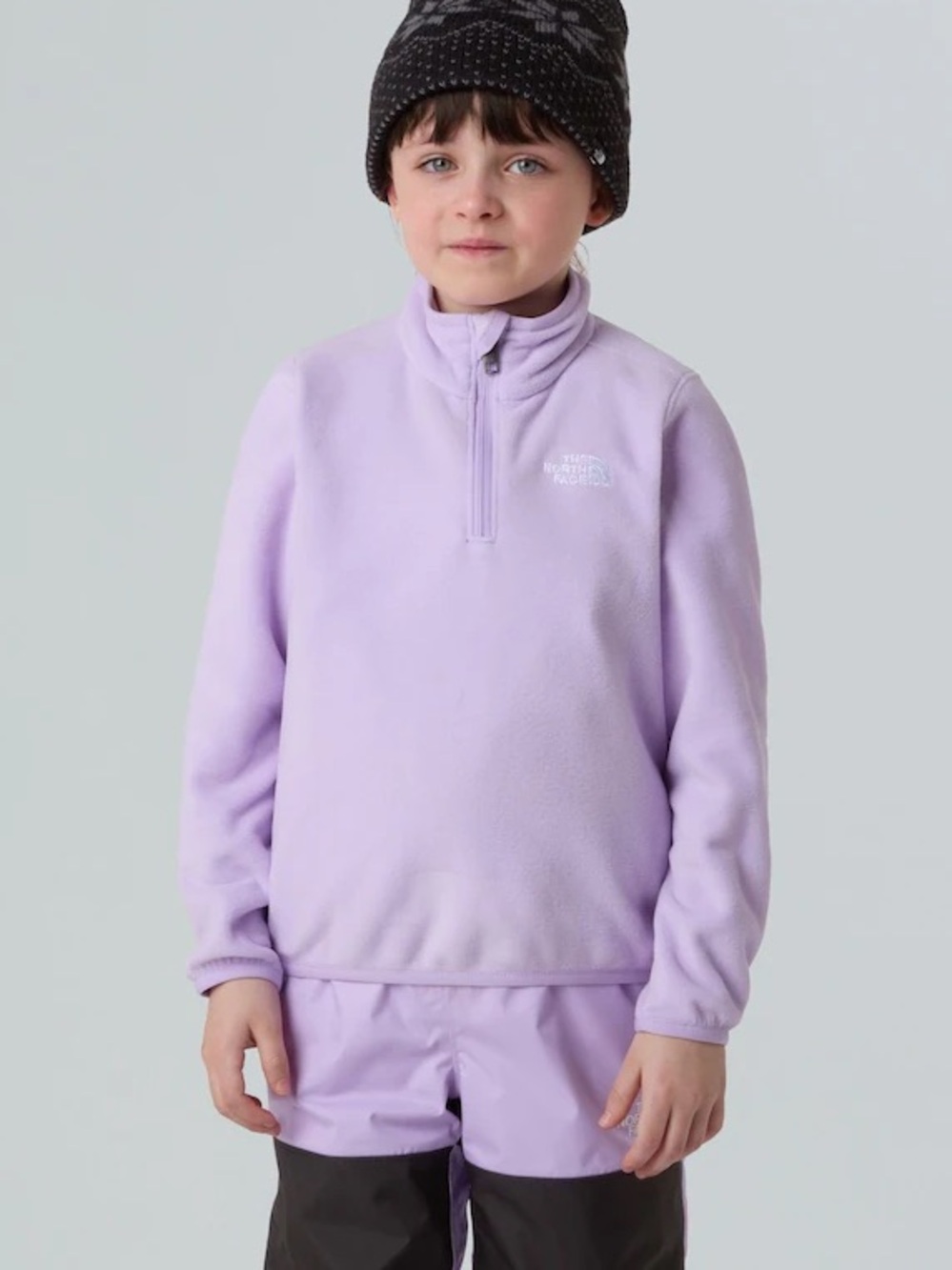 NWT Girls Northface Lilac Light Purple Glacier Pullover Lupine Quarter Button